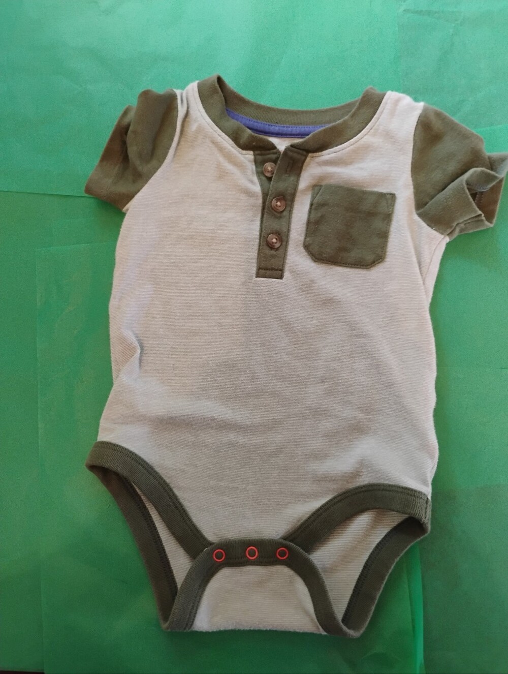 Cat & Jack Baby Olive Green Cotton Onesie - 3M-6M
